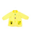 Bata escolar con botones, personalizada, color amarillo, dino