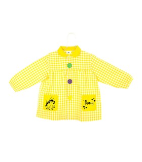 Bata escolar con botones, personalizada, color amarillo, unicornio