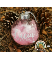 Bola de navidad personalizada rellena con plumas rosas